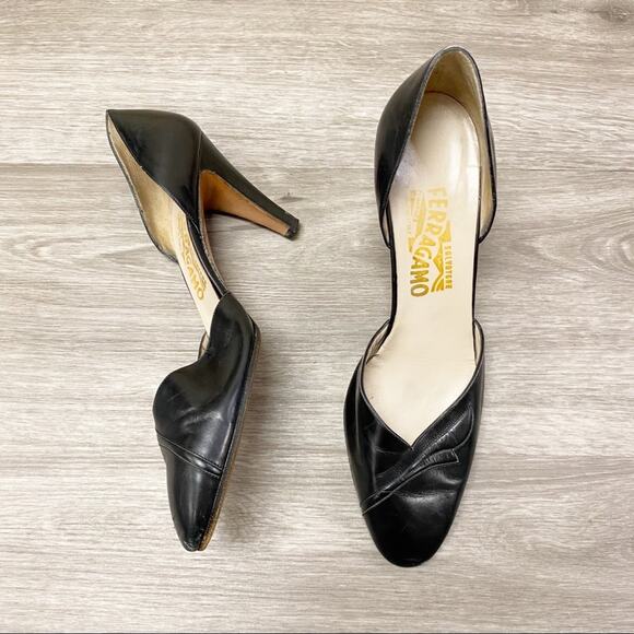 Salvatore Ferragamo Leather Heels Black 9 - Picture 1 of 10